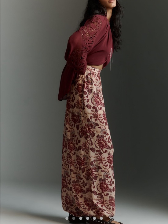 FARM Rio Pants - FARM Rio Brown Floral Wide-Leg Pants
